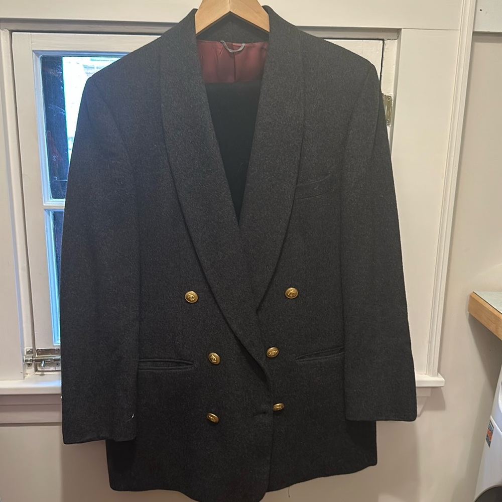 PIETRAFESA FOR STUDIO 121 Gray Double Breasted Camel Hair Blazer